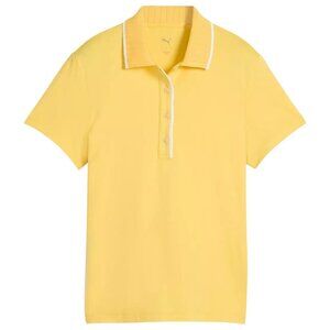 PUMA X Dani Dazey Women's CLOUDSPUN Bridges Golf Yellow Polo Size XL Preppy
